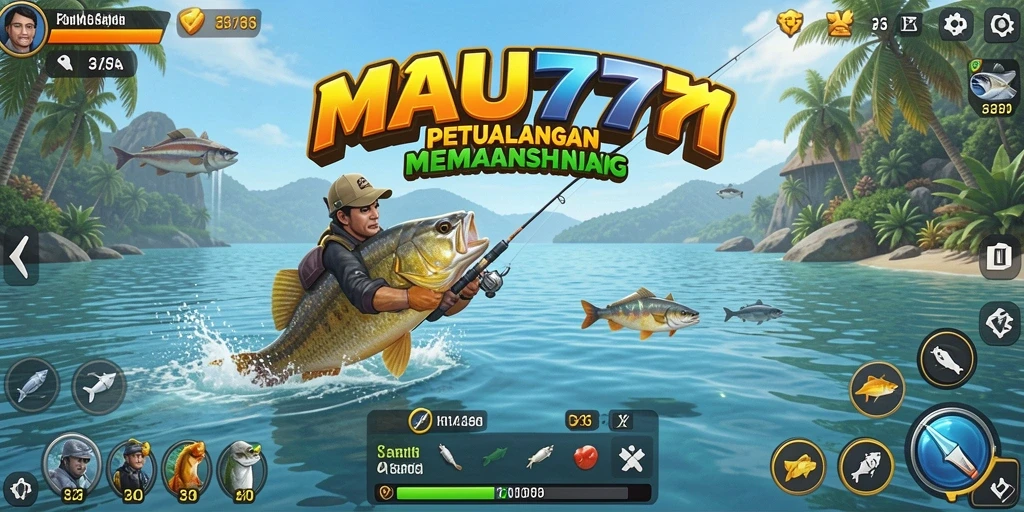 Menampilkan suasana tenang saat memancing di MAU777 dengan ikan yang beragam.
