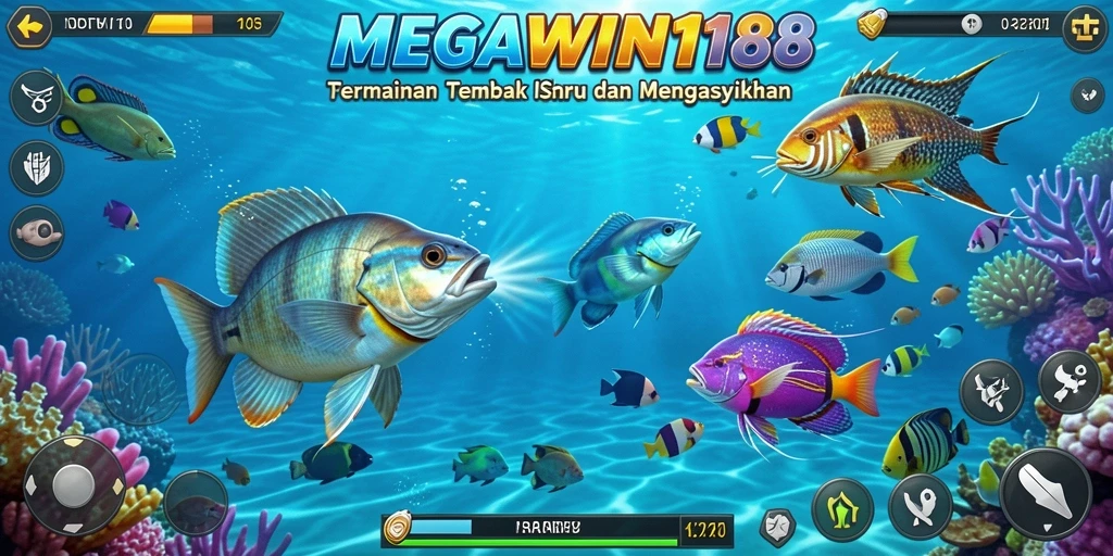 Tampilan gameplay seru dari MEGAWIN188 dengan aksi Tembak Ikan.