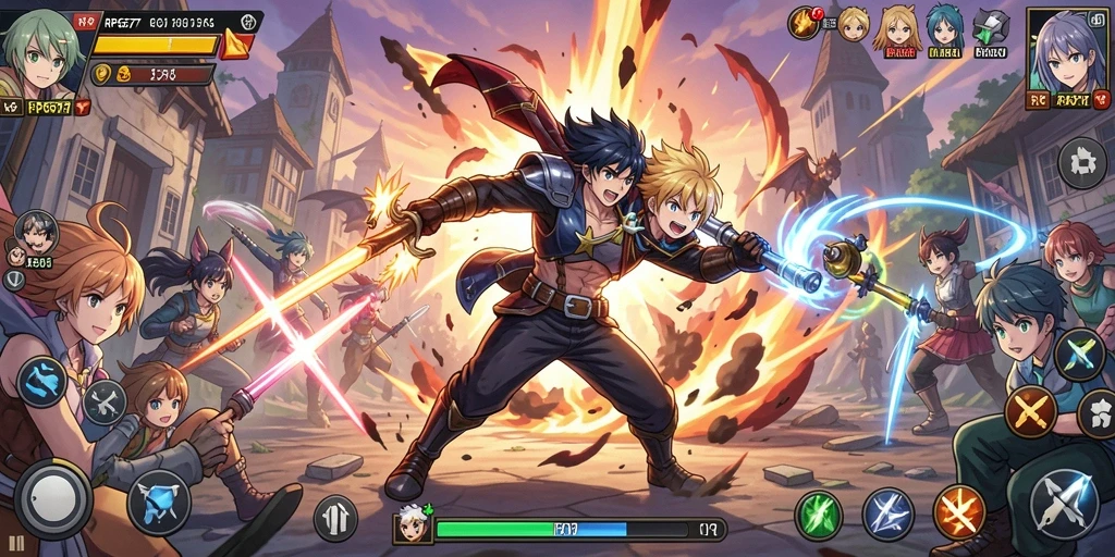 Tampilan gameplay seru dalam RP6677 dengan karakter anime yang menarik.