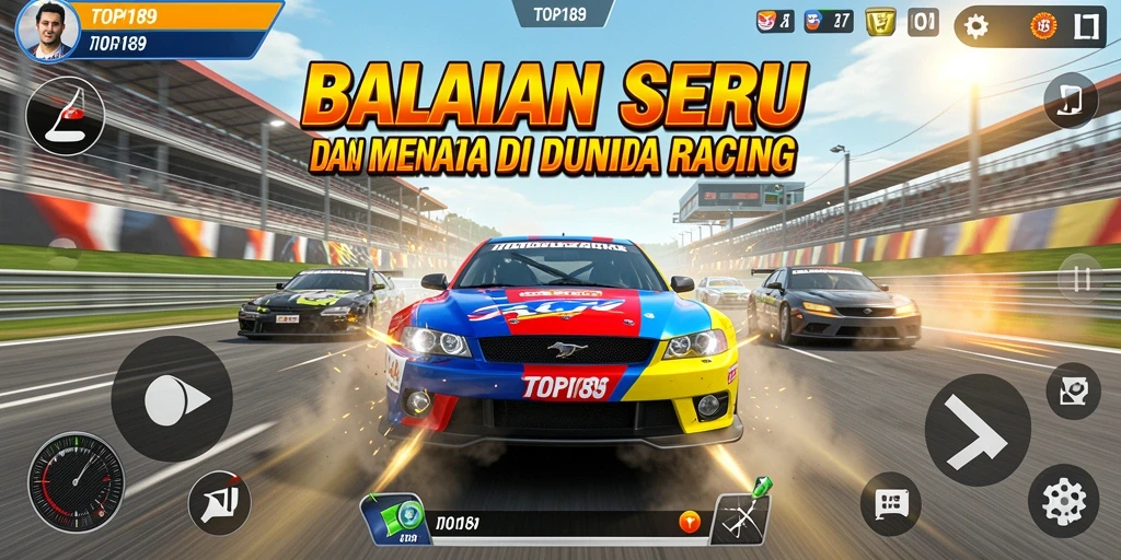 Tampilan gameplay menegangkan dalam balapan di TOPI189.